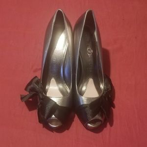 Paris Hilton pewter heels